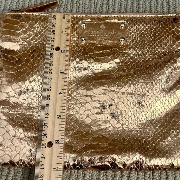 Kate Spade Metallic Gold Snake-Embossed Clutch / Pouch - Picture 5 of 11